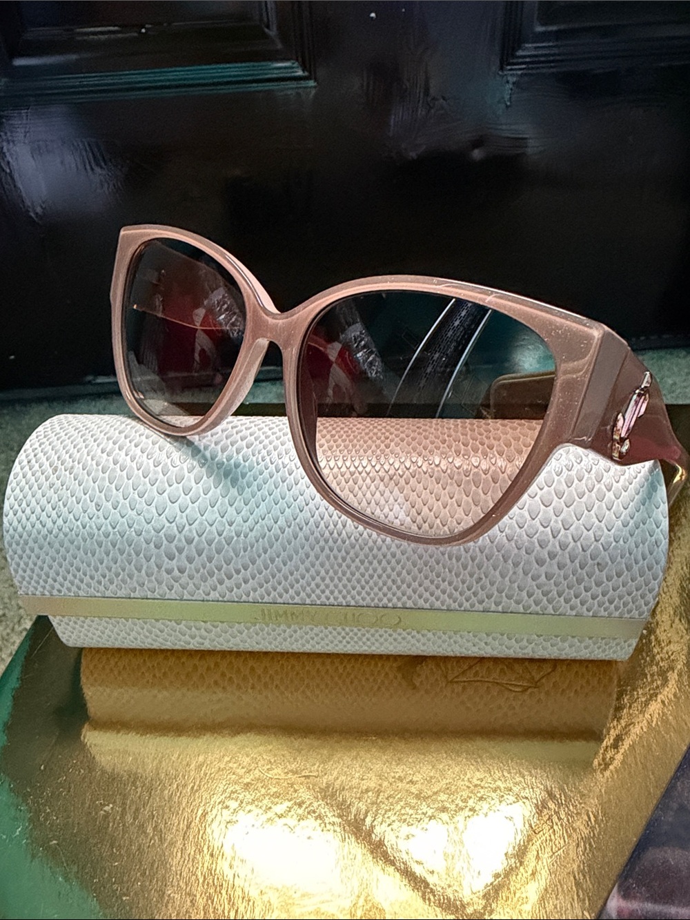 Jimmy Choo Pink Oversized Cat-Eye Sunglasses